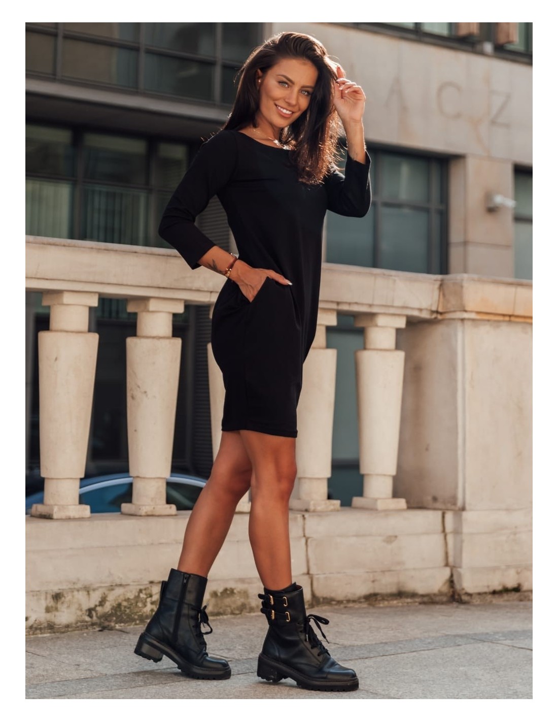 Casual black bauble dress 9988 - Online store - Boutique